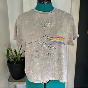 Pink Floyd Women’s T-Shirt Black Short Sleeve Studded Tee Size medium acid wash
